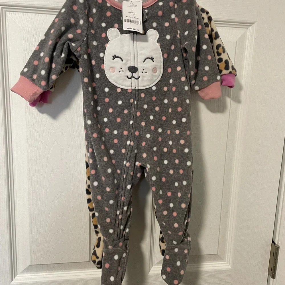 Carters Baby girls sleepers 2 one piece soft 3-6‎ month zip up NEW with tag